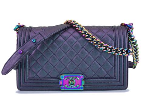 chanel 16c purple boy medium|coco chanel boys bag.